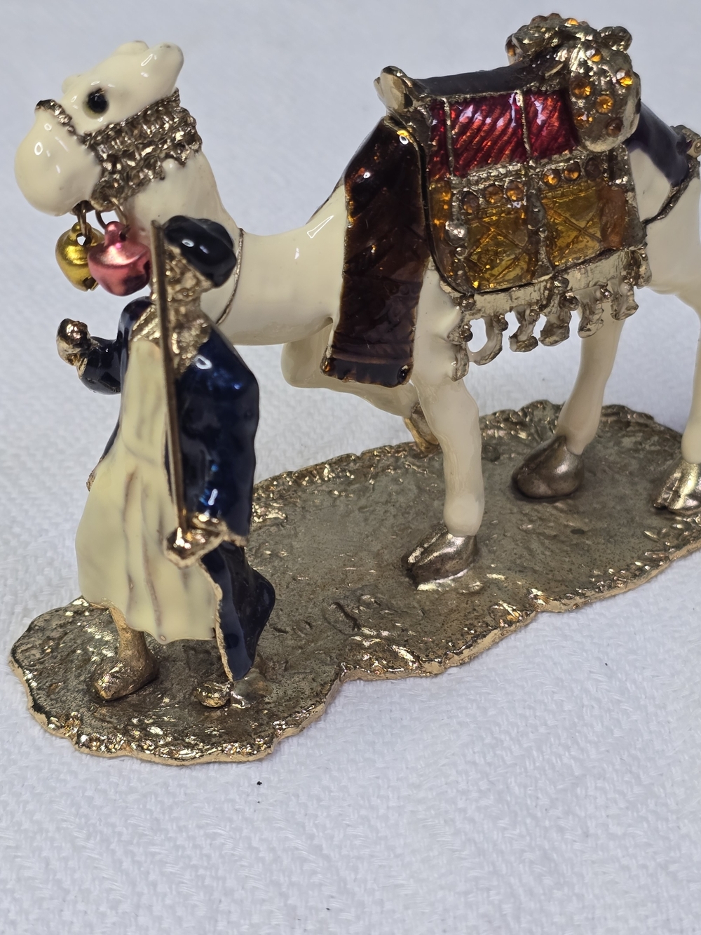 Decorative Camel & Handler Figurine - Cream and Gold